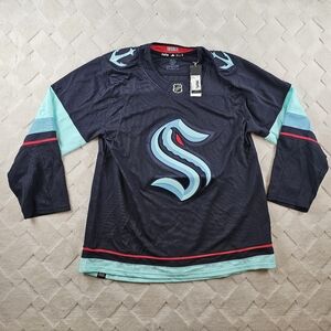 adidas Seattle Kraken Navy Aqua Red Hockey Jersey